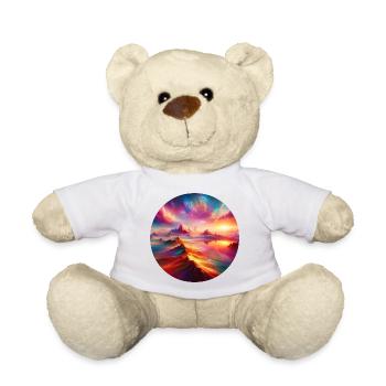 Bunte Landschaft mit Bergen und Himmel - Teddy - Weiß - Vorne