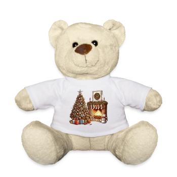 Festliche Weihnachtsdekoration mit Tannenbaum - Teddy - Weiß - Vorne