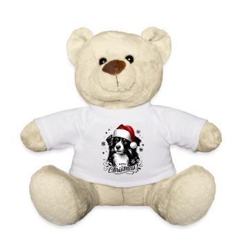 Border Collie Christmas - Affectionate Gift - Teddy Bear - white - Front