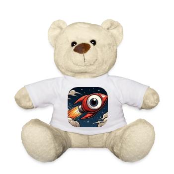 Rocket with a big eye takes off into space Comic - Teddy Bear - white - Front