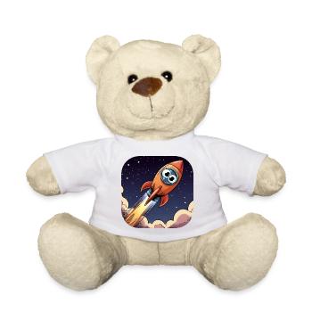 Comic Rocket with Eyes - Teddy Bear - white - Front