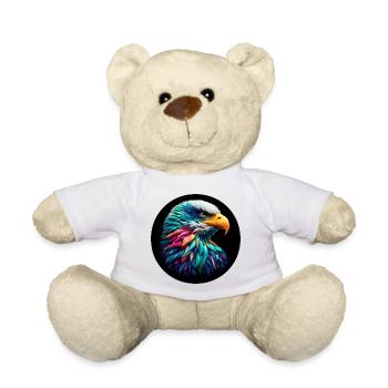Adler Kopf bunt vor schwarzem Hintergund, Portrait - Teddy - Weiß - Vorne