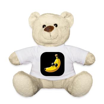 Jaune banane avec des yeux sur fond noir - Nounours - blanc - Devant