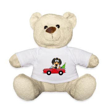 HUND - DACKEL - WEIHNACHTEN - AUTO - GESCHENKE - Teddy - Weiß - Vorne