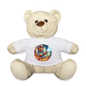 Lion, Pompier, Pompier, Flammes, Héros - Nounours - blanc - Devant