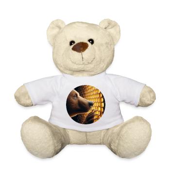 Braunbär, der durch eine Bienenwabe schaut - Teddy - Weiß - Vorne