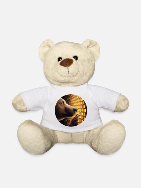Braunbär, der durch eine Bienenwabe schaut - Teddy - Weiß