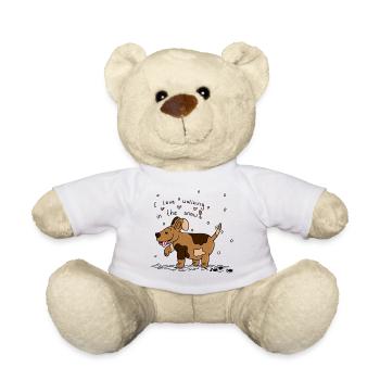 little dog loves walks in the snow - Teddy Bear - white - Front