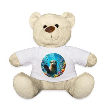 Robe unter Wasser mit einer Taucherbrille winkt - Teddy - Weiß - Vorne