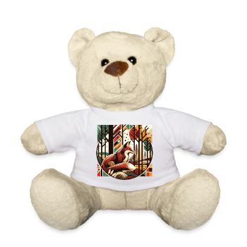 Fuchs im Wald Retro Vintage Street Art Style - Teddy - Weiß - Vorne