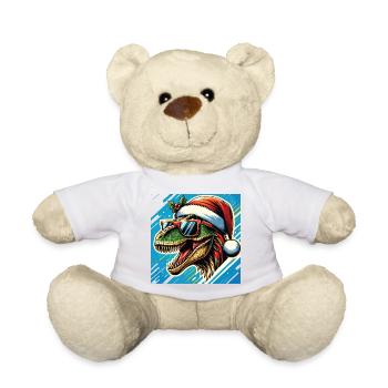 Père Noël T-Rex de Noël avec lunettes de soleil - Nounours - blanc - Devant