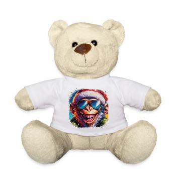 Cooler Affe mit Weihnachtsmütze Street Art Style - Teddy - Weiß - Vorne