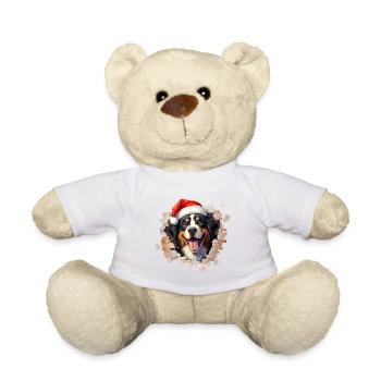 Berner Sennenhund mit Weihnachtsmütze - Teddy - Weiß - Vorne