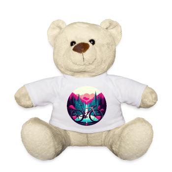 Vélo sur fond de nature violette. - Nounours - blanc - Devant