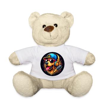 Chien Golden Retriever avec lunettes de soleil et casquette - Nounours - blanc - Devant