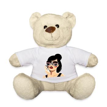 Sonnenbrille Stil"Hey Du" Illustration - Teddy - Weiß - Vorne