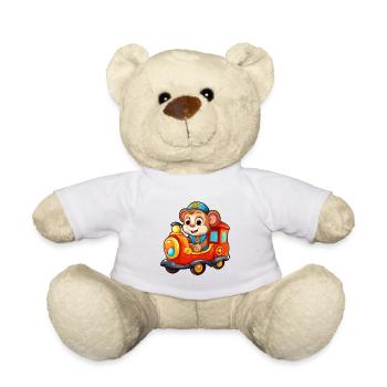 Affe Eisenbahn Schimpanse Affe fährt Eisenbahn - Teddy - Weiß - Vorne