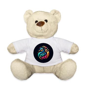 Pfau bunt Logo - Teddy - Weiß - Vorne