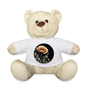 Flower, Orange, Beige, Natural, Botany - Teddy Bear - white - Front