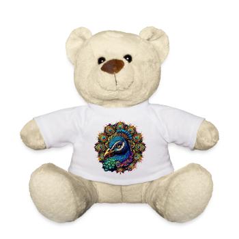 Pfau mit Mandalas verziert - Teddy - Weiß - Vorne