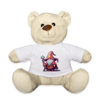 Süßer Zwergenmagier Fantasy Gartenzwerg Shirt - Teddy - Weiß - Vorne