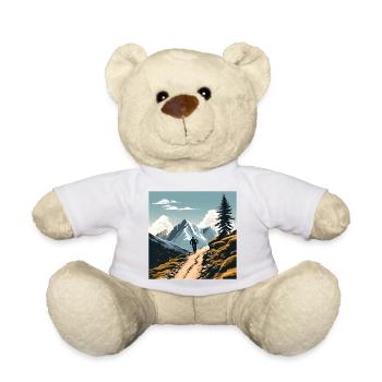 Mountain bikers, mountains, cool outdoor sports, wilderness - Teddy Bear - white - Front