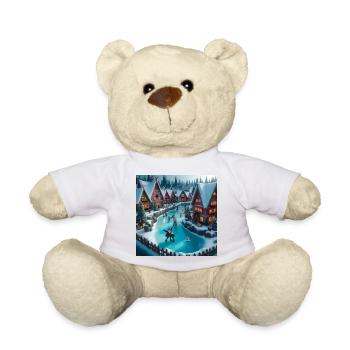 Scandinavian Christmas Village - Teddy Bear - white - Front