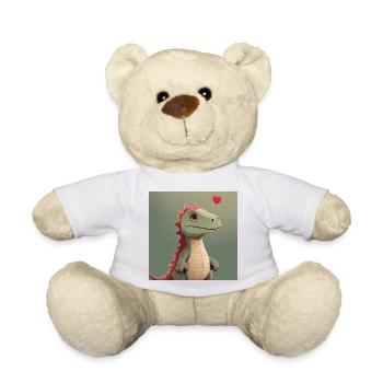 Liebes-Dino mit Herzballon - Teddy - Weiß - Vorne