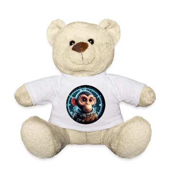 Monkey as an astronaut in space - Teddy Bear - white - Front