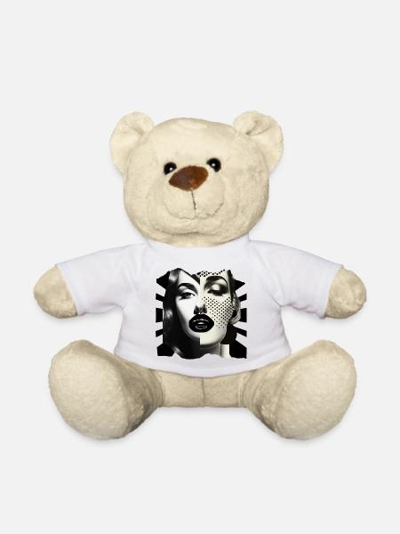 Fotocollage Schwarz-Weiß - Teddy - Weiß