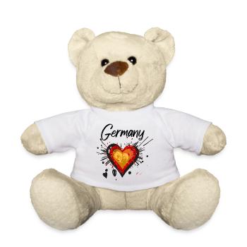 Drapeau de l’Allemagne coeur noir-rouge-or - Nounours - blanc - Devant