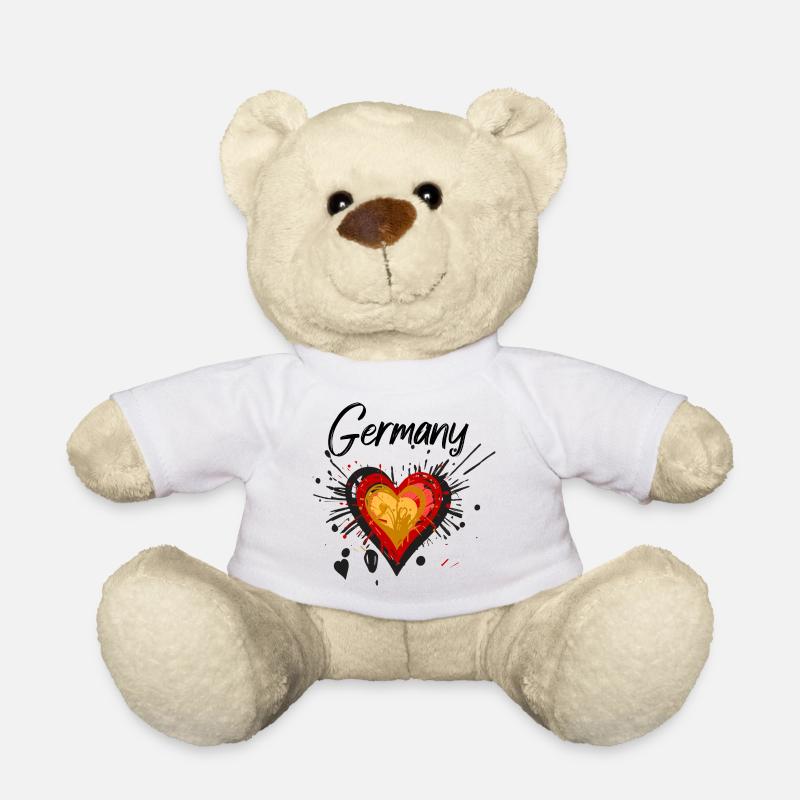Deutschland Herz schwarz-rot-gold Flagge - Teddy - Weiß