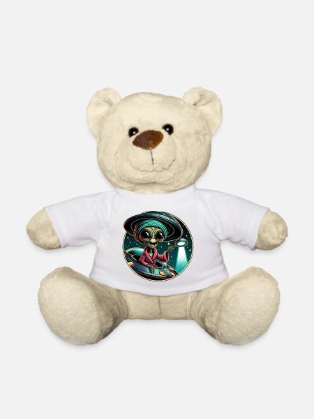 Außerirdischer Detektiv im UFO-Licht - Teddy - Weiß