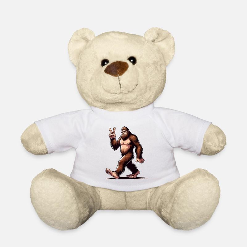 Joyful Bigfoot Walking - Teddy Bear - white