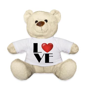 Bright Red Heart – Emotion Accent - Teddy Bear - white - Front