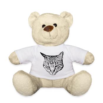 Katze schwarz Katzenkopf - Teddy - Weiß - Vorne