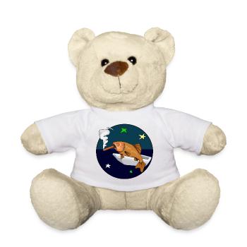 Fisch mit einer Zigarre im Weltraum. - Teddy - Weiß - Vorne