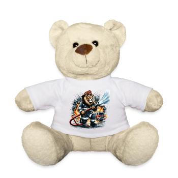 Camion de pompier Lion cadeau - Nounours - blanc - Devant