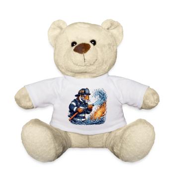 Feuerwehr Tiger Geschenk - Teddy - Weiß - Vorne