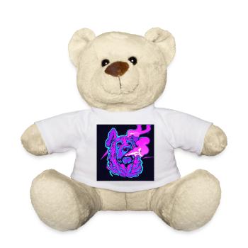 Trippiger rauchender Hund. - Teddy - Weiß - Vorne