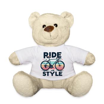 Ride with Style Bicycle Design - Teddy Bear - white - Front