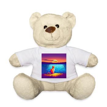 Katze geniesst den Sonnenuntergang - Teddy - Weiß - Vorne