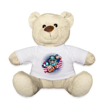 Joueur de football avec ballon de football et drapeau des États-Unis - Nounours - blanc - Devant