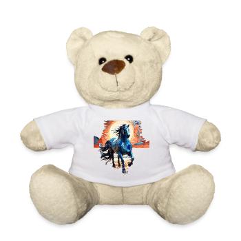 Illustration élégante de cheval bleu - Nounours - blanc - Devant