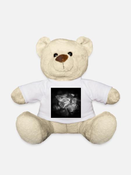 Butterfly Closeup Poster Black and White - Teddy Bear - white