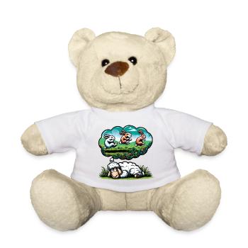 Sheep Counts Rabbits – Funny Sleep Humor - Teddy Bear - white - Front