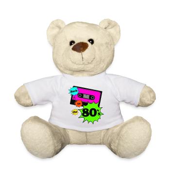 80er Party Retro Fun Shirt Motto Party , 80s (25) - Teddy - Weiß - Vorne