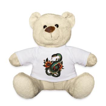 Mystic Snake with Floral Accents - Teddy Bear - white - Front