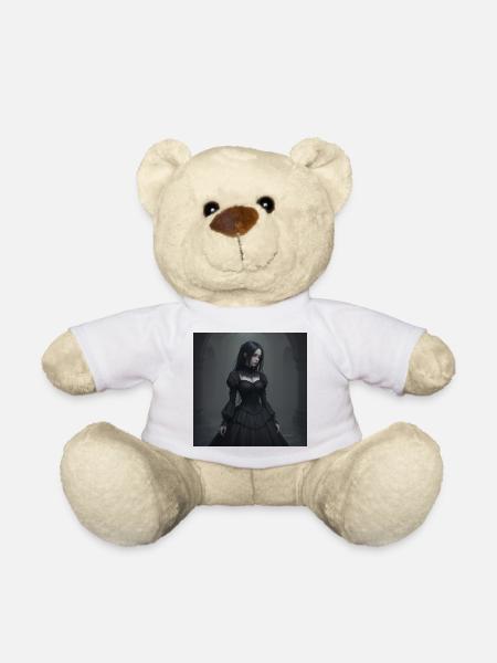 Gothic Viktorianisches Schwarzkleid - Teddy - Weiß