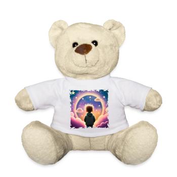Boy looking into the distance star background - Teddy Bear - white - Front